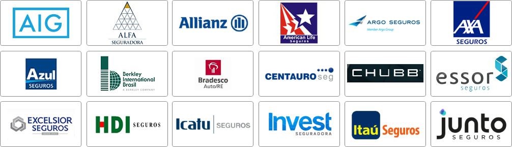 Seguradoras que Operamos AIG, Alfa, Allianz, American Life, Argo, Axa, Azul, Berkley, Bradesco, Centauro-on, Chubb, Essor, Excelsior, HDI, Icatu, Invest, Itaú, Junto